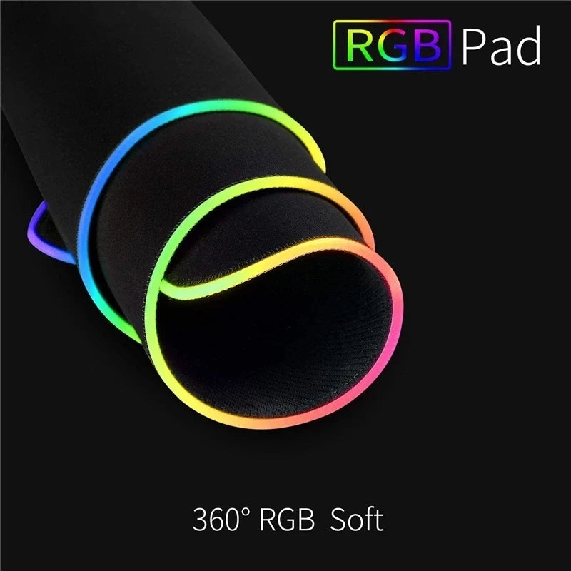 The Aura Glow RGB desk mat rolled up to show its flexibility.