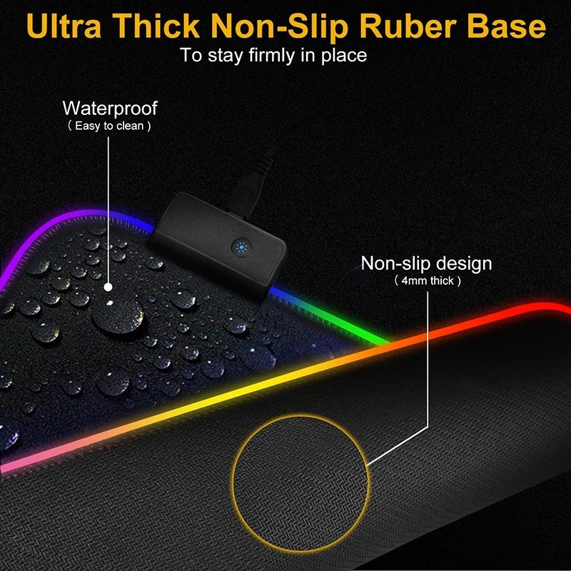 Close-up of the non-slip rubber base of the Aura Glow RGB desk mat.